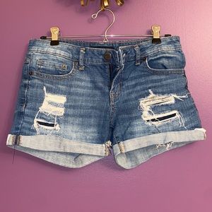 Aéropostale Medium Wash Ripped Jean Shorts